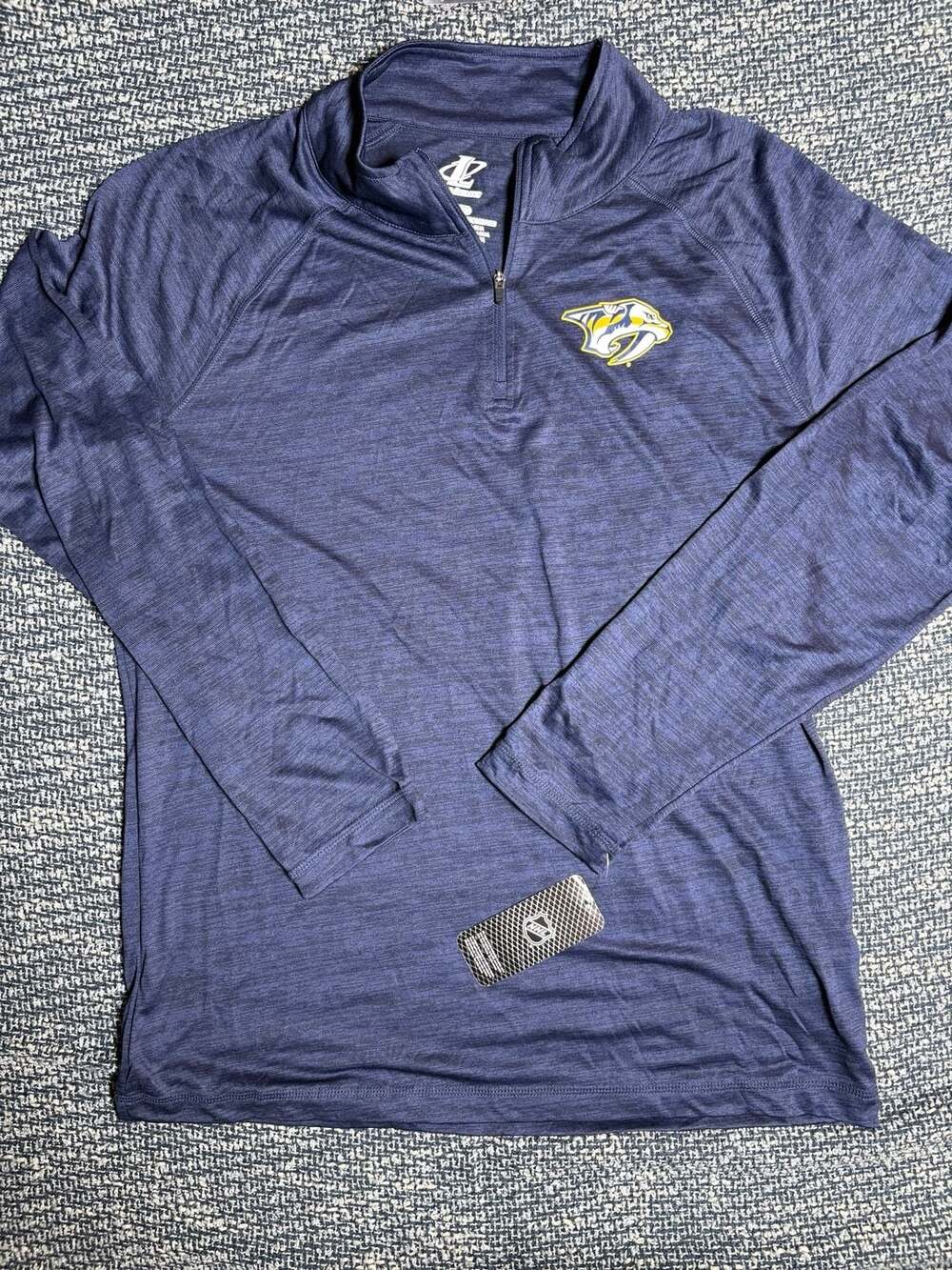 Logo Athletic Nashville Predators NHL Navy Raglan Quarter-Zip Pullover